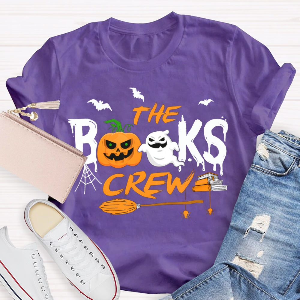 The Books Crew Pumpkin Ghost And Broom Halloween T-shirt