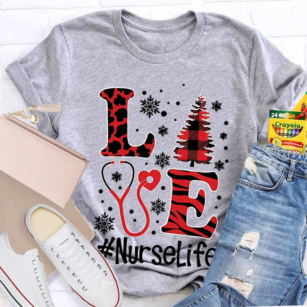 Love Nurselife Nurse Christmas T-shirt