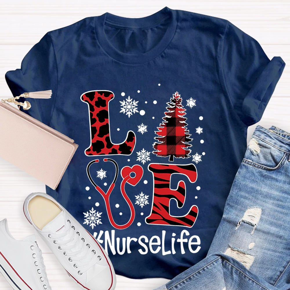 Love Nurselife Nurse Christmas T-shirt
