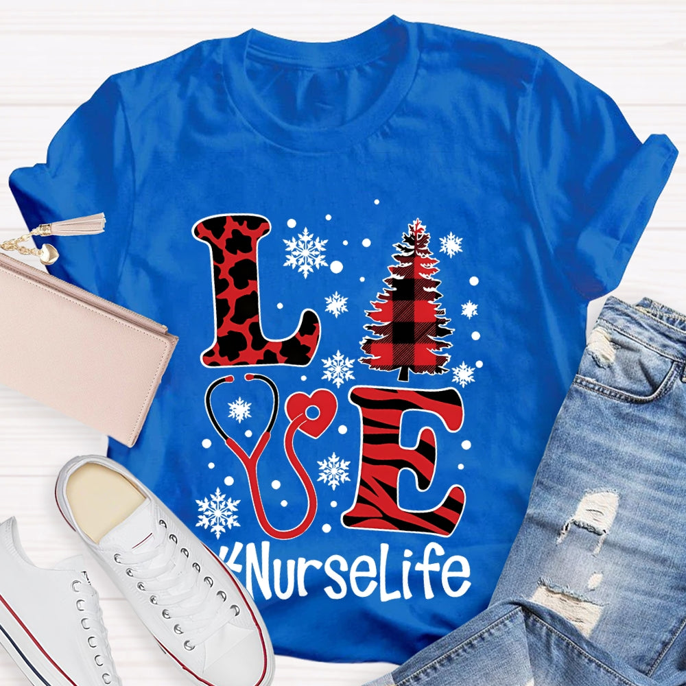 Love Nurselife Nurse Christmas T-shirt
