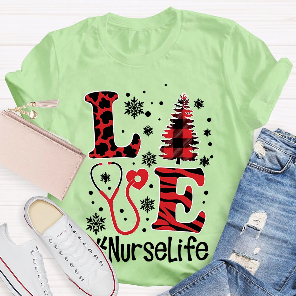 Love Nurselife Nurse Christmas T-shirt