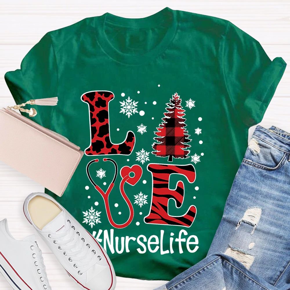 Love Nurselife Nurse Christmas T-shirt