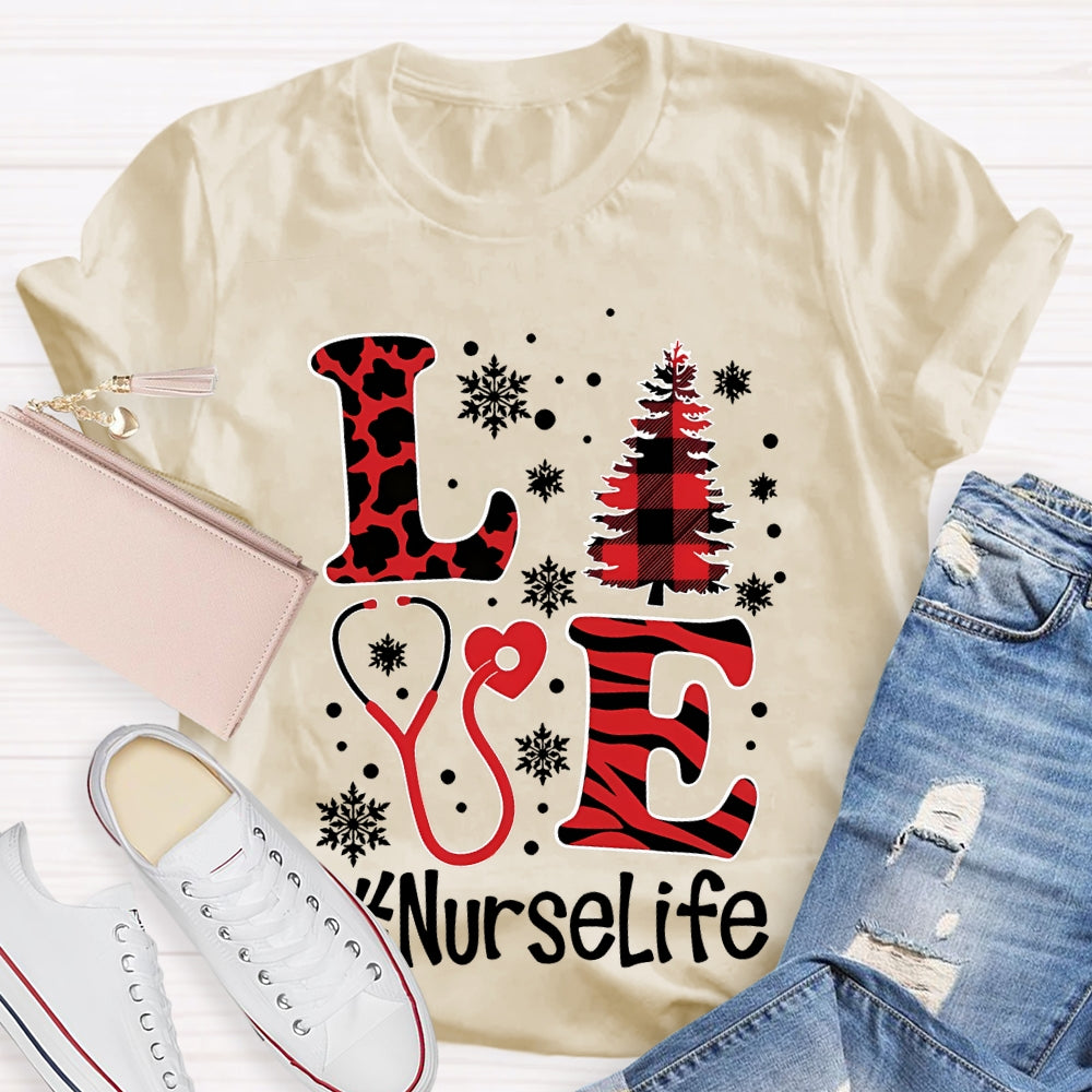 Love Nurselife Nurse Christmas T-shirt