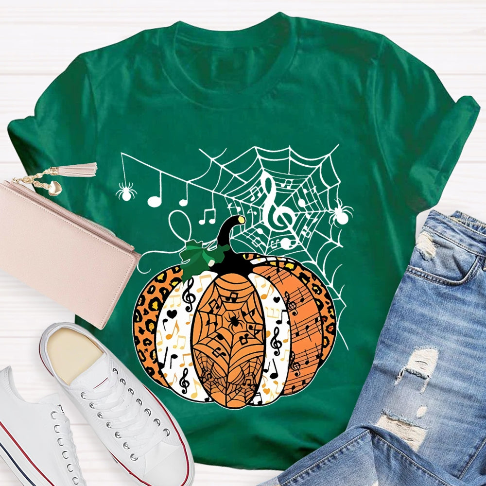 Music Pumpkin Spider Web Halloween T-shirt