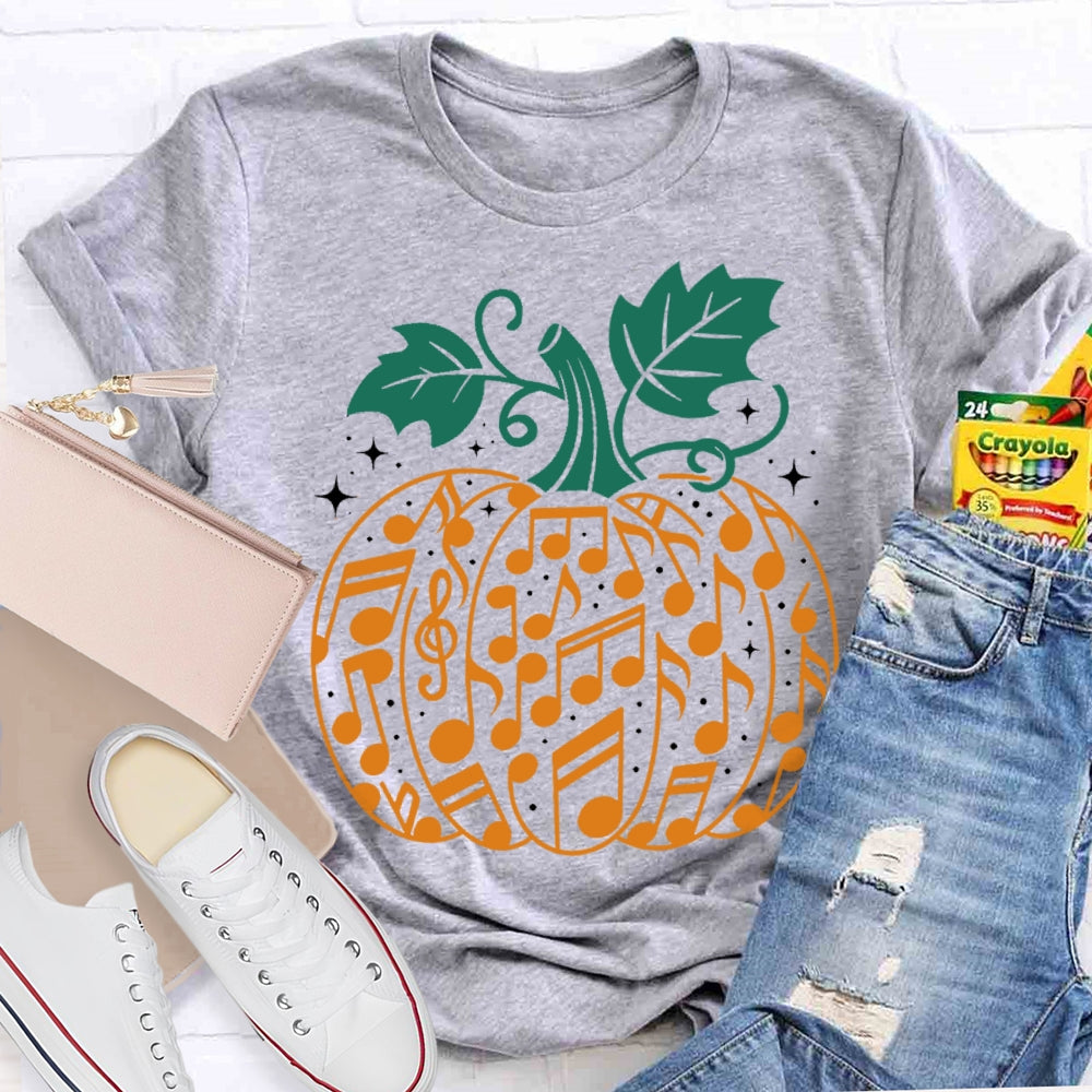 Music Notes Pumpkin Halloween T-shirt