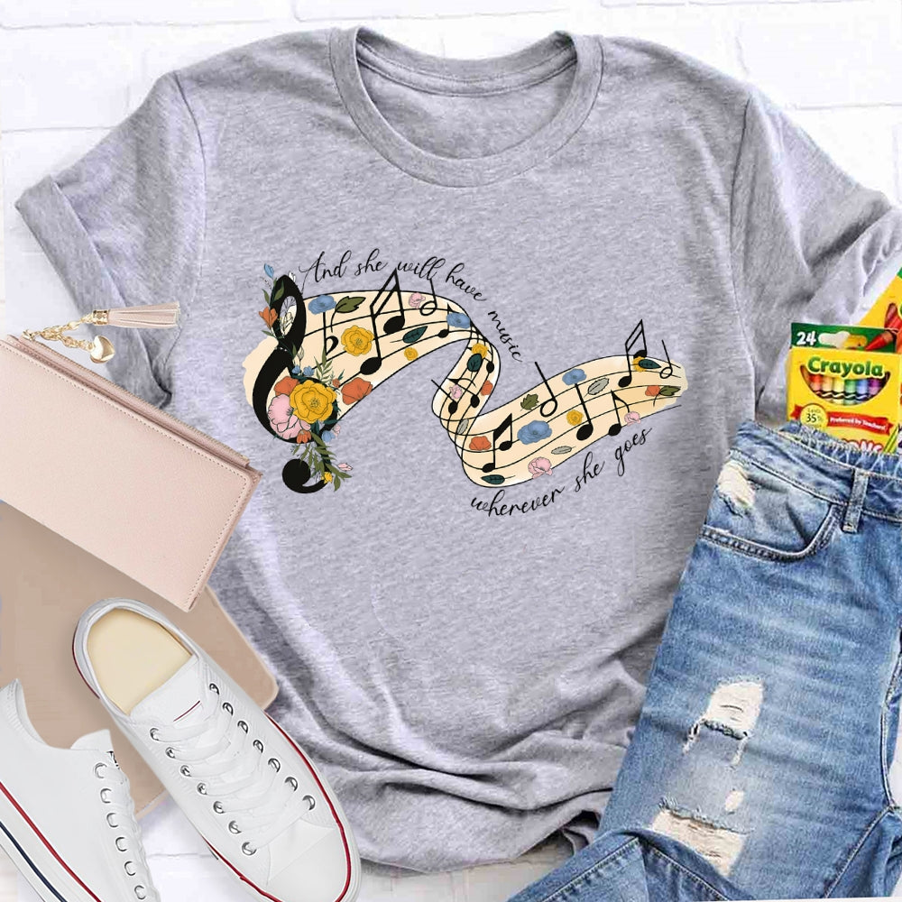 Floral Music Notes T-shirt