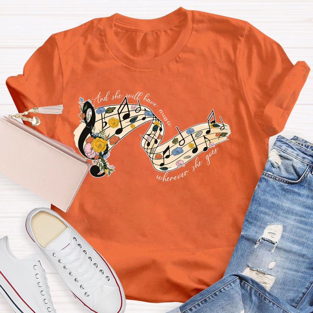 Floral Music Notes T-shirt