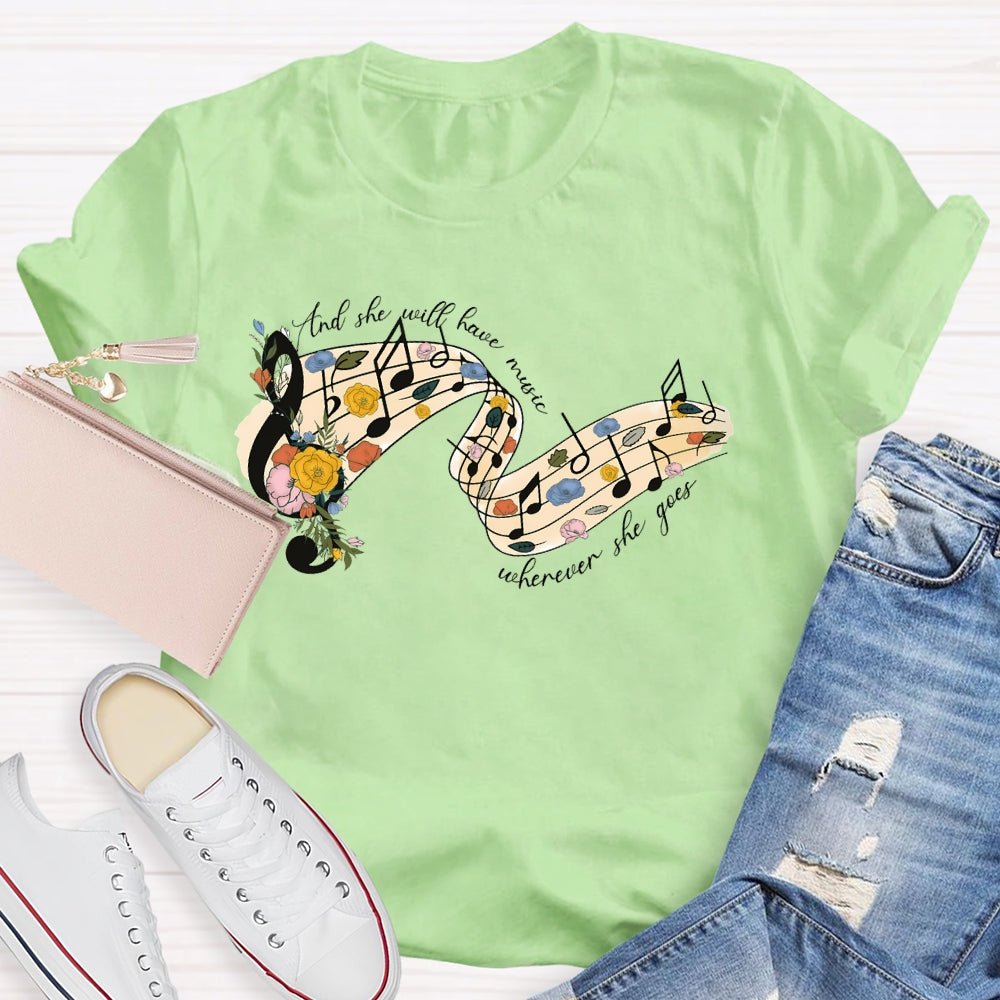 Floral Music Notes T-shirt