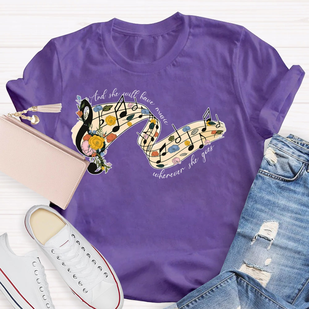 Floral Music Notes T-shirt