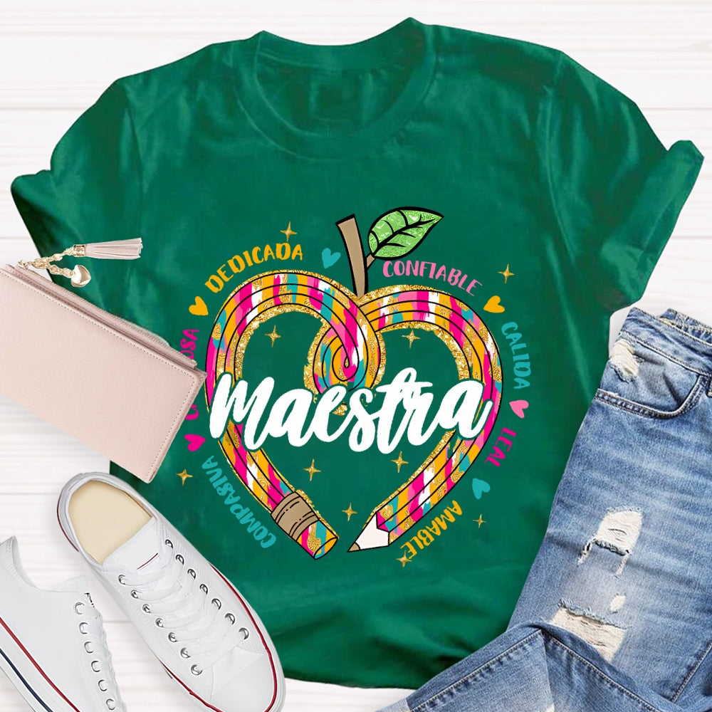 Maestra Dedicada Confiable Spanish Teacher T-shirt
