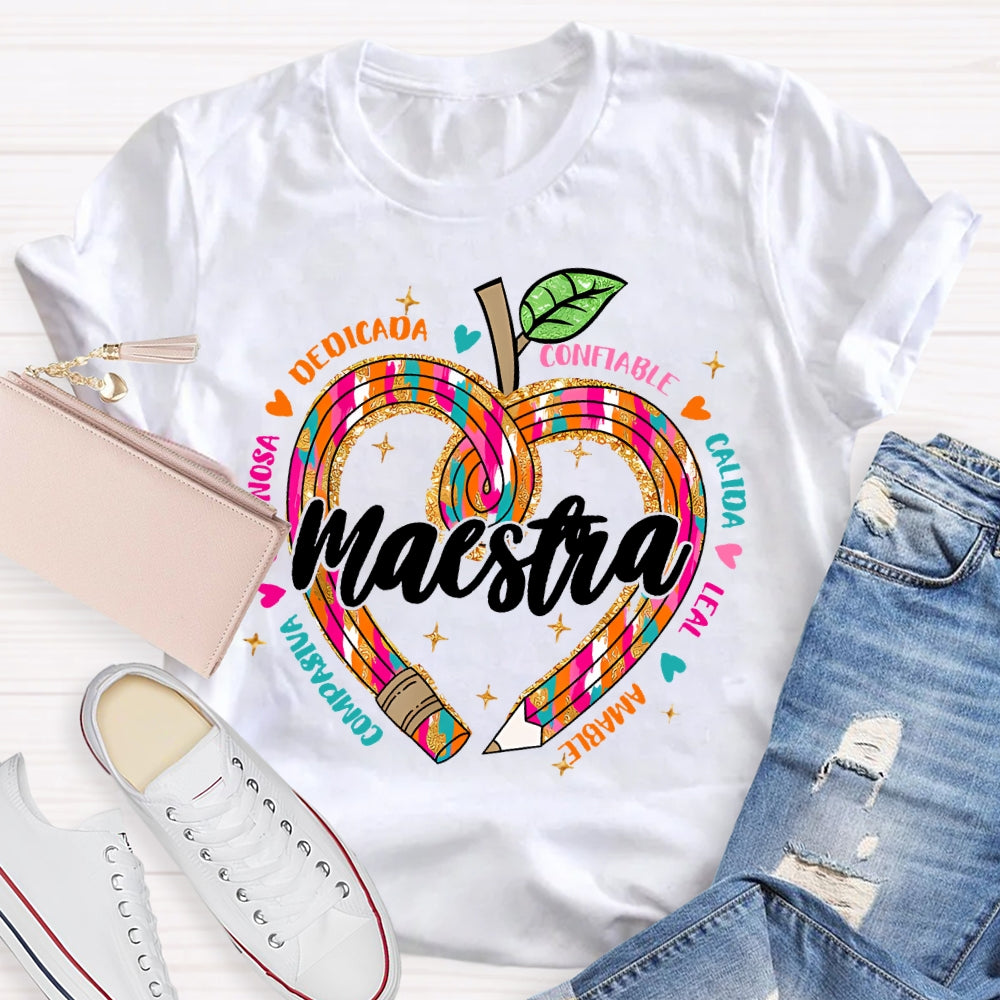 Maestra Dedicada Confiable Spanish Teacher T-shirt