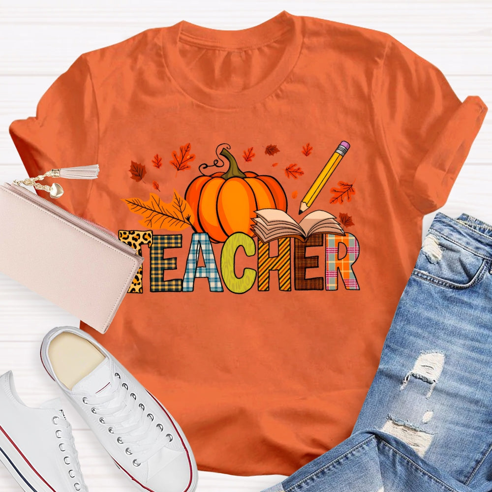 Teacher Pumpkin Autumn T-shirt