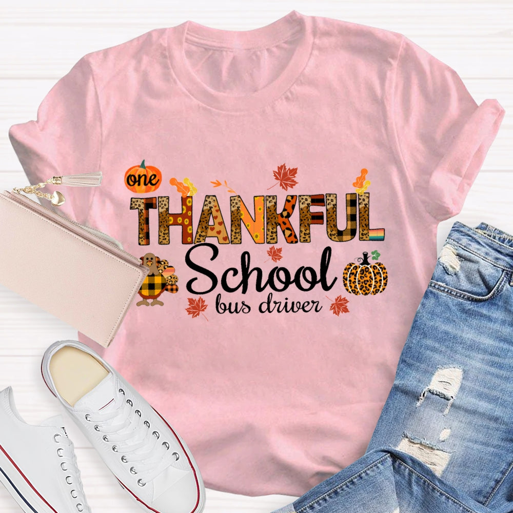 One Thankful School Bus Driver Turkey And Pumpkin Thanksgiving T-shirt