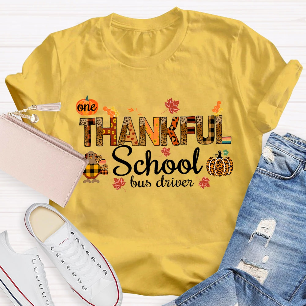 One Thankful School Bus Driver Turkey And Pumpkin Thanksgiving T-shirt