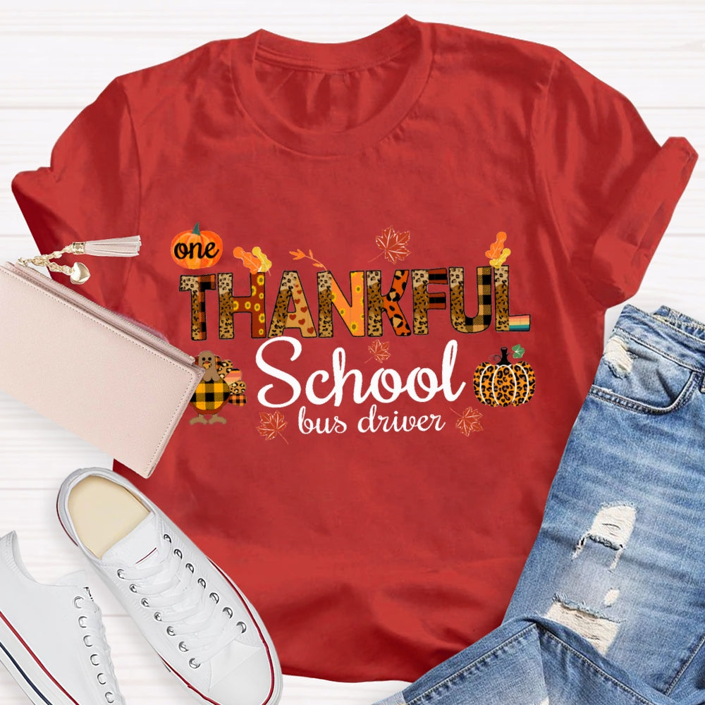 One Thankful School Bus Driver Turkey And Pumpkin Thanksgiving T-shirt