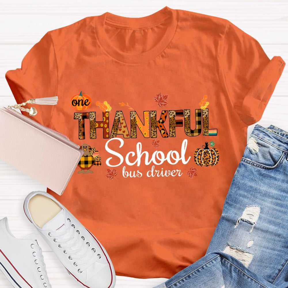 One Thankful School Bus Driver Turkey And Pumpkin Thanksgiving T-shirt