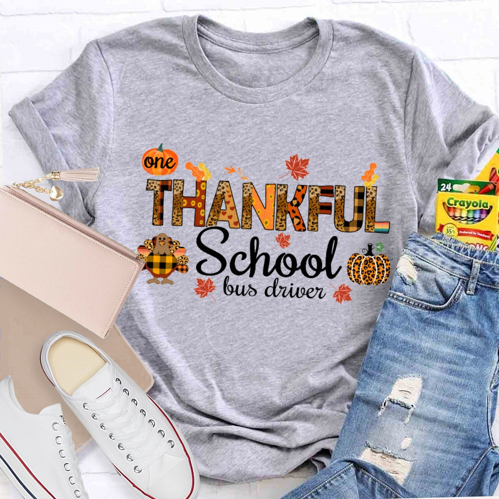 One Thankful School Bus Driver Turkey And Pumpkin Thanksgiving T-shirt