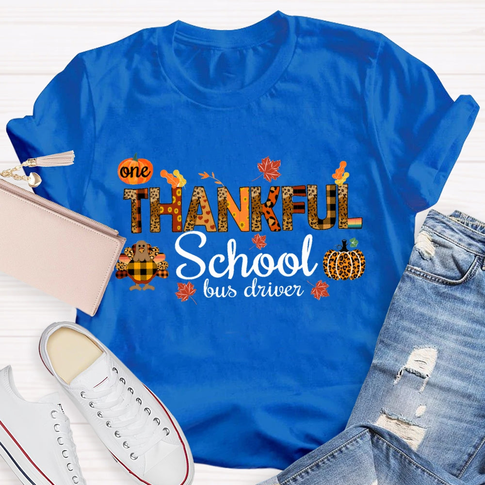 One Thankful School Bus Driver Turkey And Pumpkin Thanksgiving T-shirt