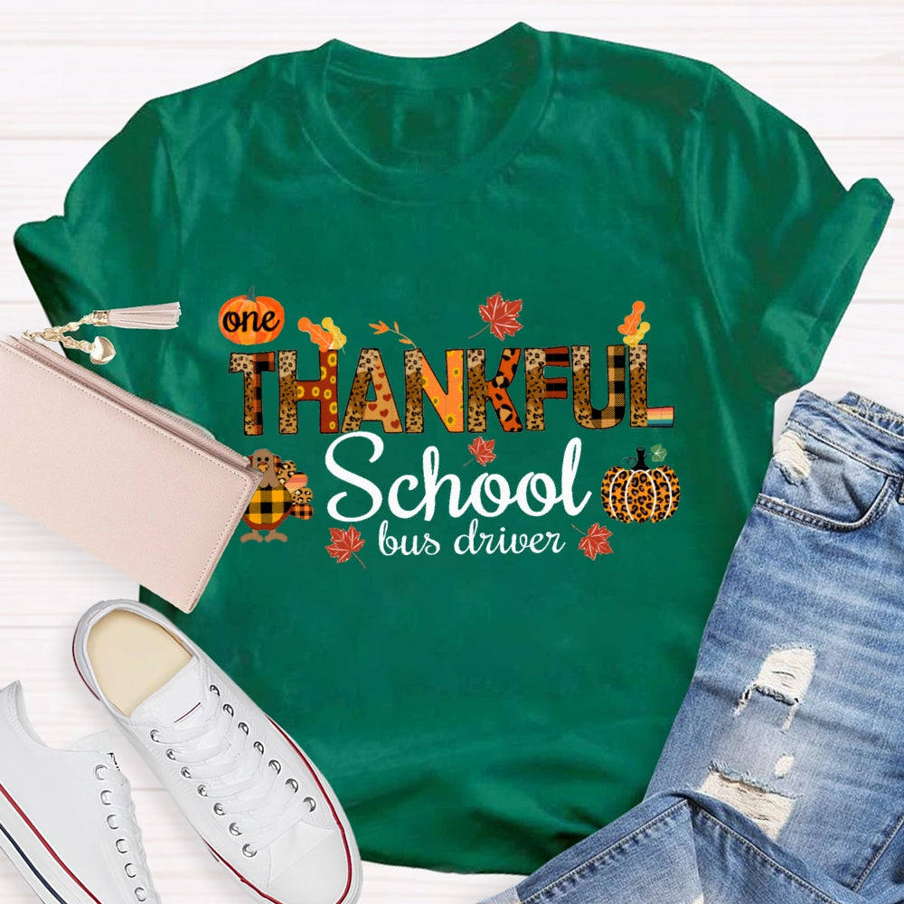 One Thankful School Bus Driver Turkey And Pumpkin Thanksgiving T-shirt