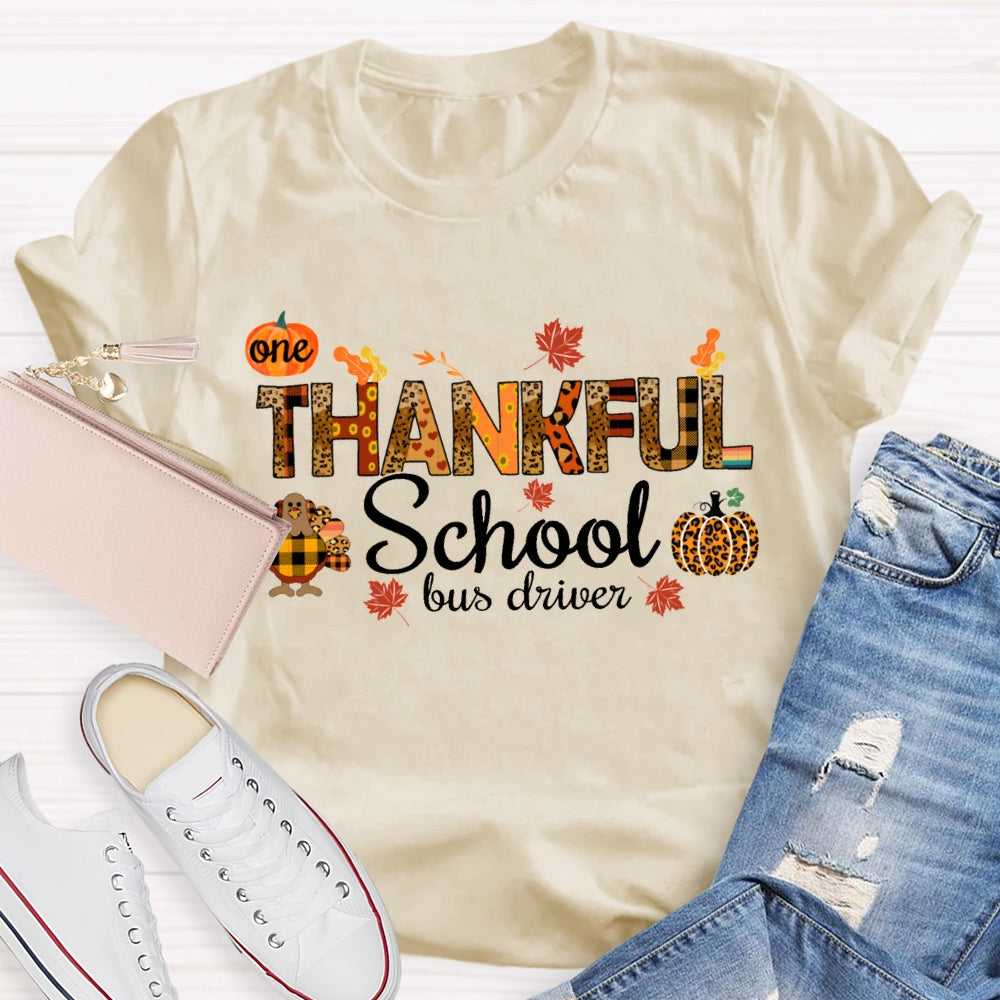 One Thankful School Bus Driver Turkey And Pumpkin Thanksgiving T-shirt