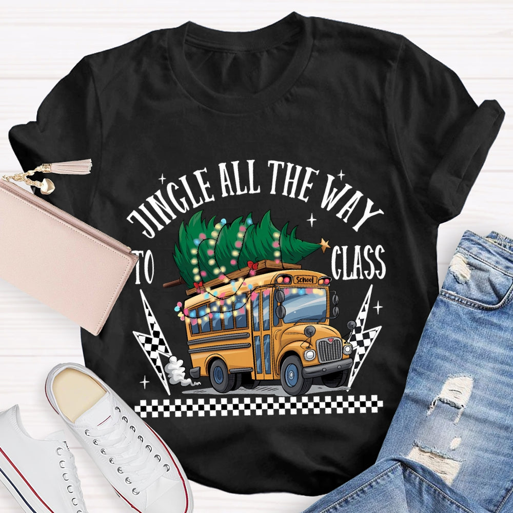 Jingle All The Way To Class School Bus And Christmas Tree T-shirt