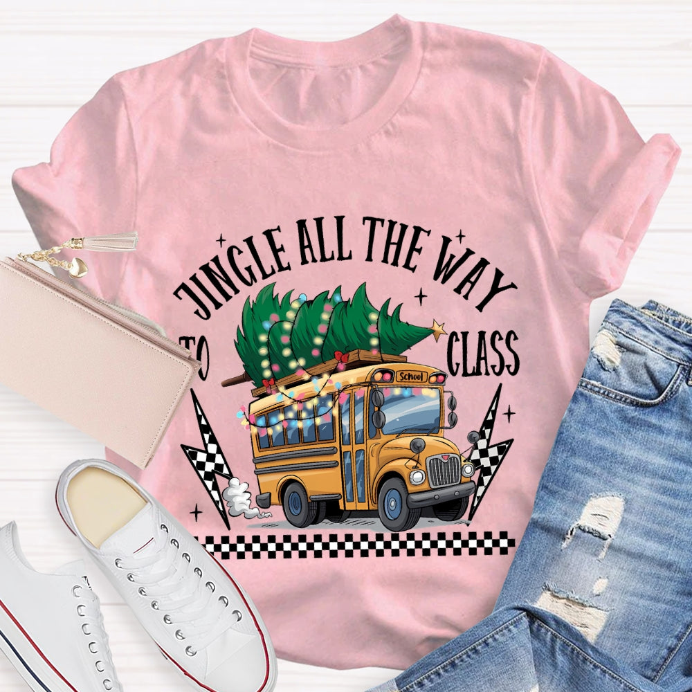 Jingle All The Way To Class School Bus And Christmas Tree T-shirt