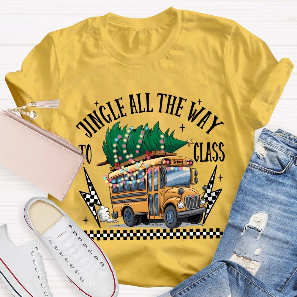 Jingle All The Way To Class School Bus And Christmas Tree T-shirt