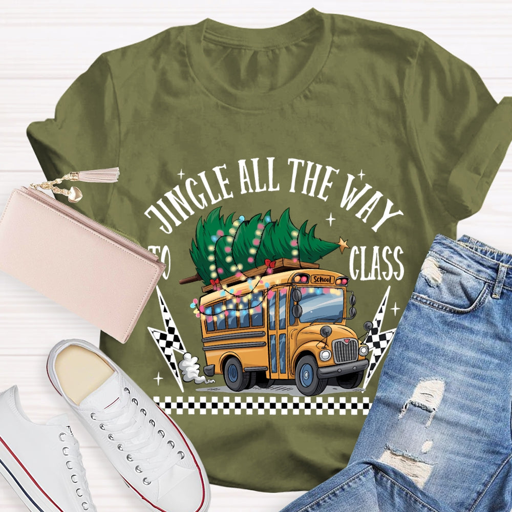 Jingle All The Way To Class School Bus And Christmas Tree T-shirt
