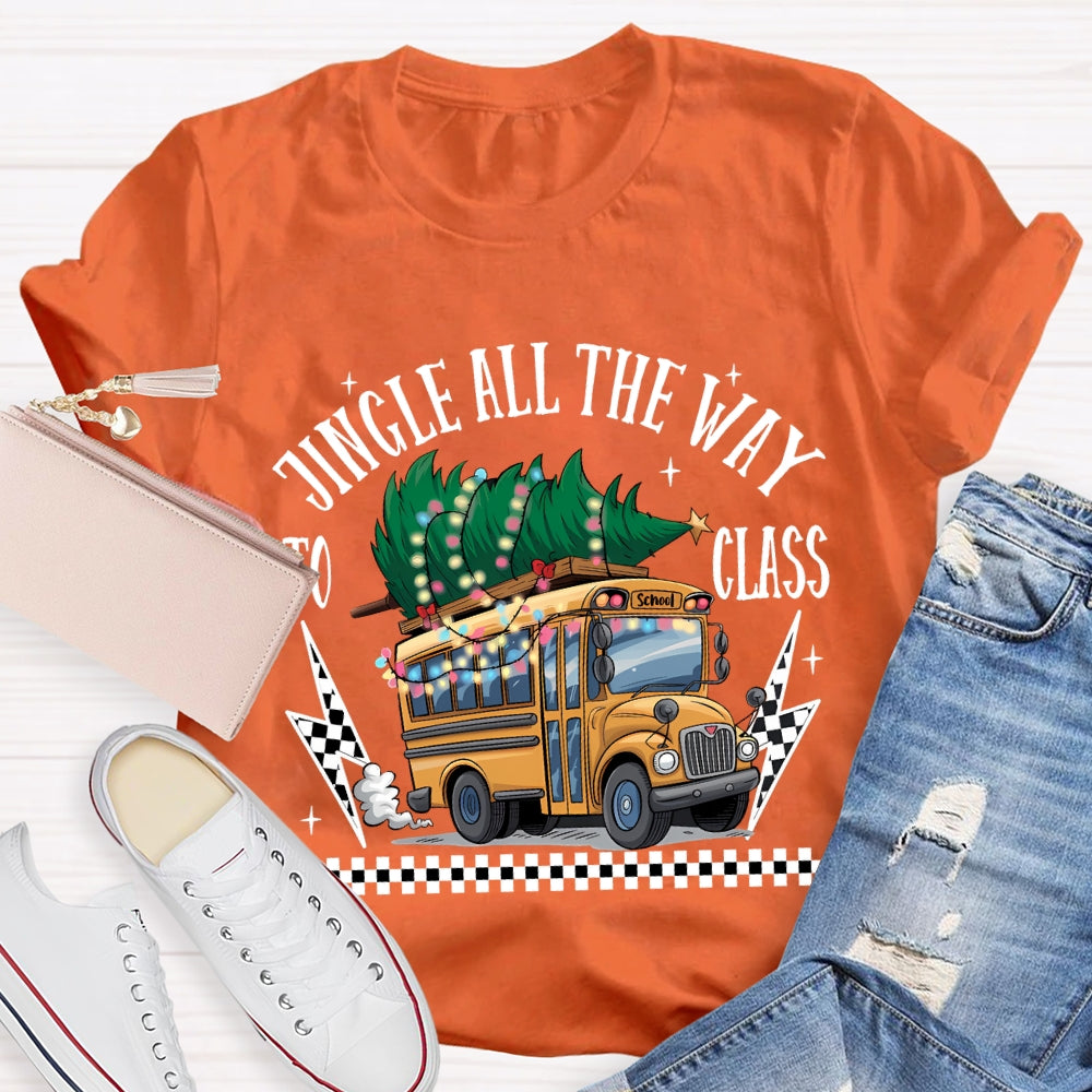 Jingle All The Way To Class School Bus And Christmas Tree T-shirt
