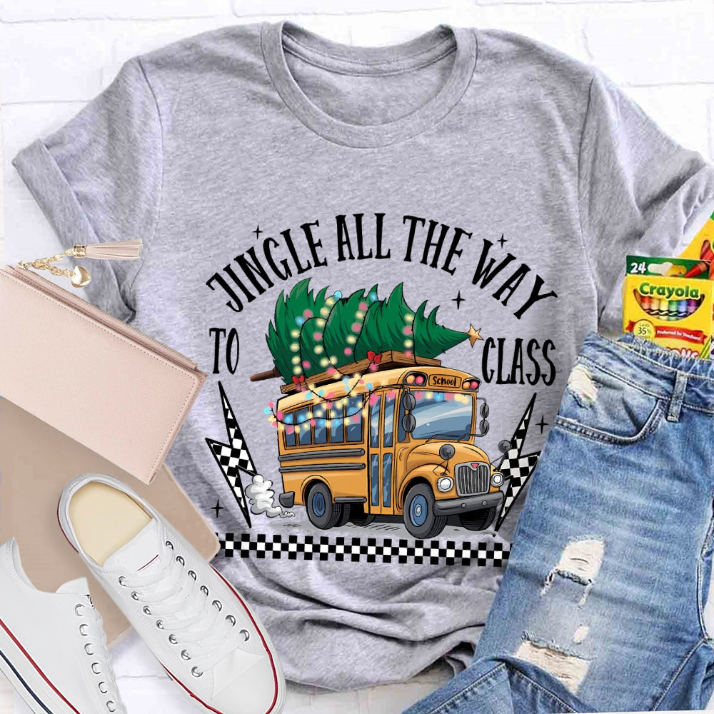 Jingle All The Way To Class School Bus And Christmas Tree T-shirt