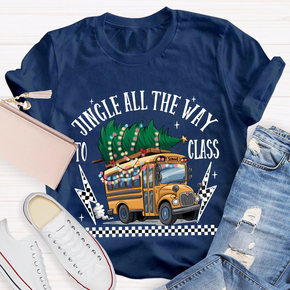 Jingle All The Way To Class School Bus And Christmas Tree T-shirt