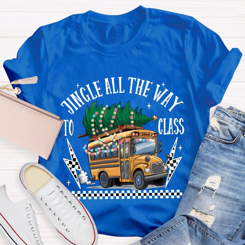 Jingle All The Way To Class School Bus And Christmas Tree T-shirt