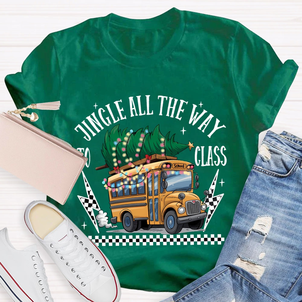 Jingle All The Way To Class School Bus And Christmas Tree T-shirt