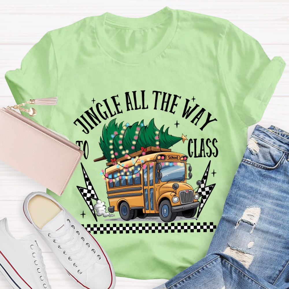 Jingle All The Way To Class School Bus And Christmas Tree T-shirt