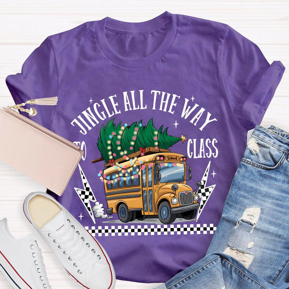 Jingle All The Way To Class School Bus And Christmas Tree T-shirt