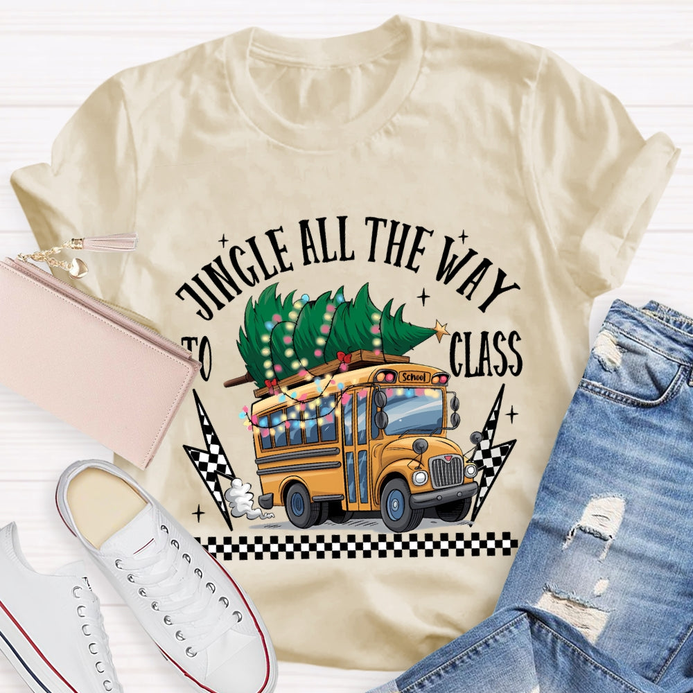 Jingle All The Way To Class School Bus And Christmas Tree T-shirt