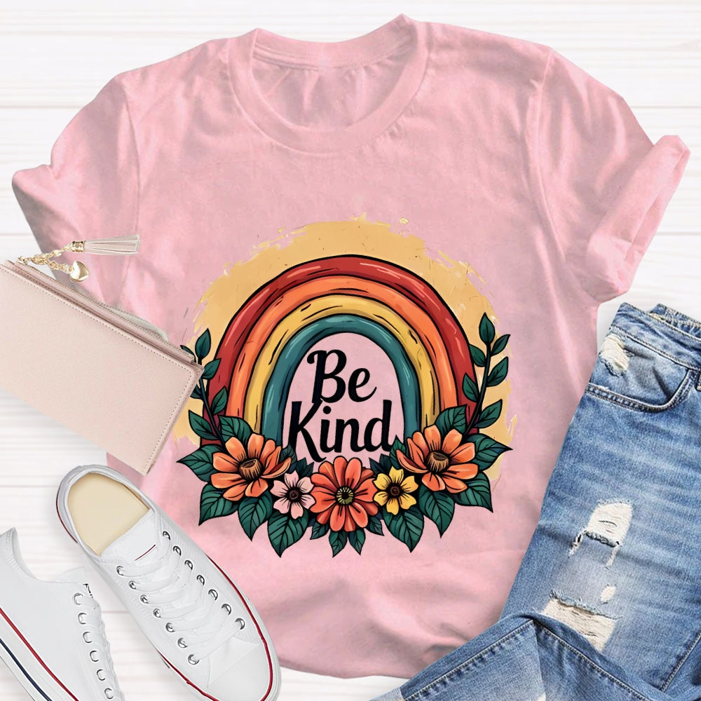 Be Kind Flower Rainbow T-shirt