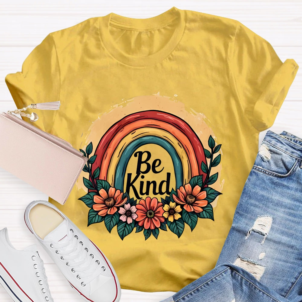 Be Kind Flower Rainbow T-shirt