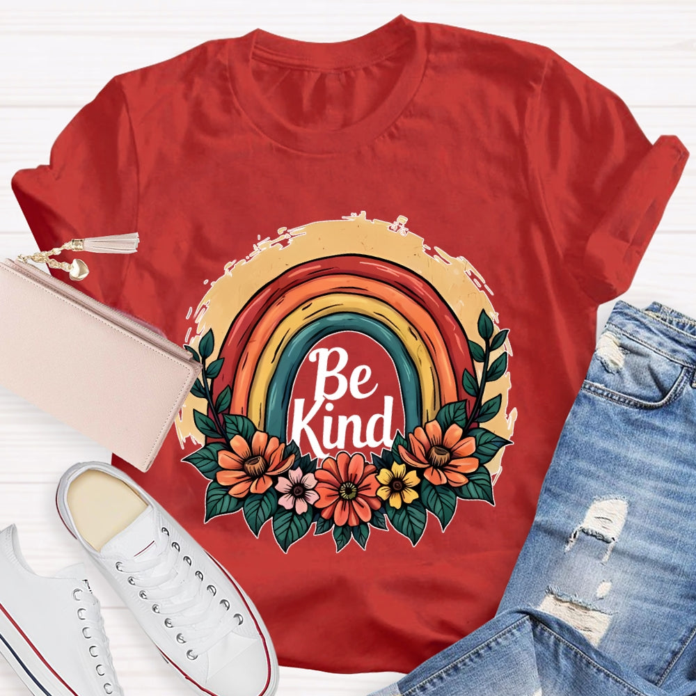 Be Kind Flower Rainbow T-shirt