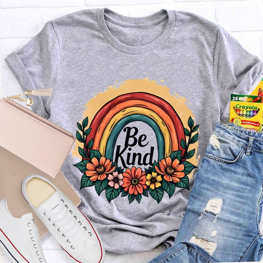 Be Kind Flower Rainbow T-shirt