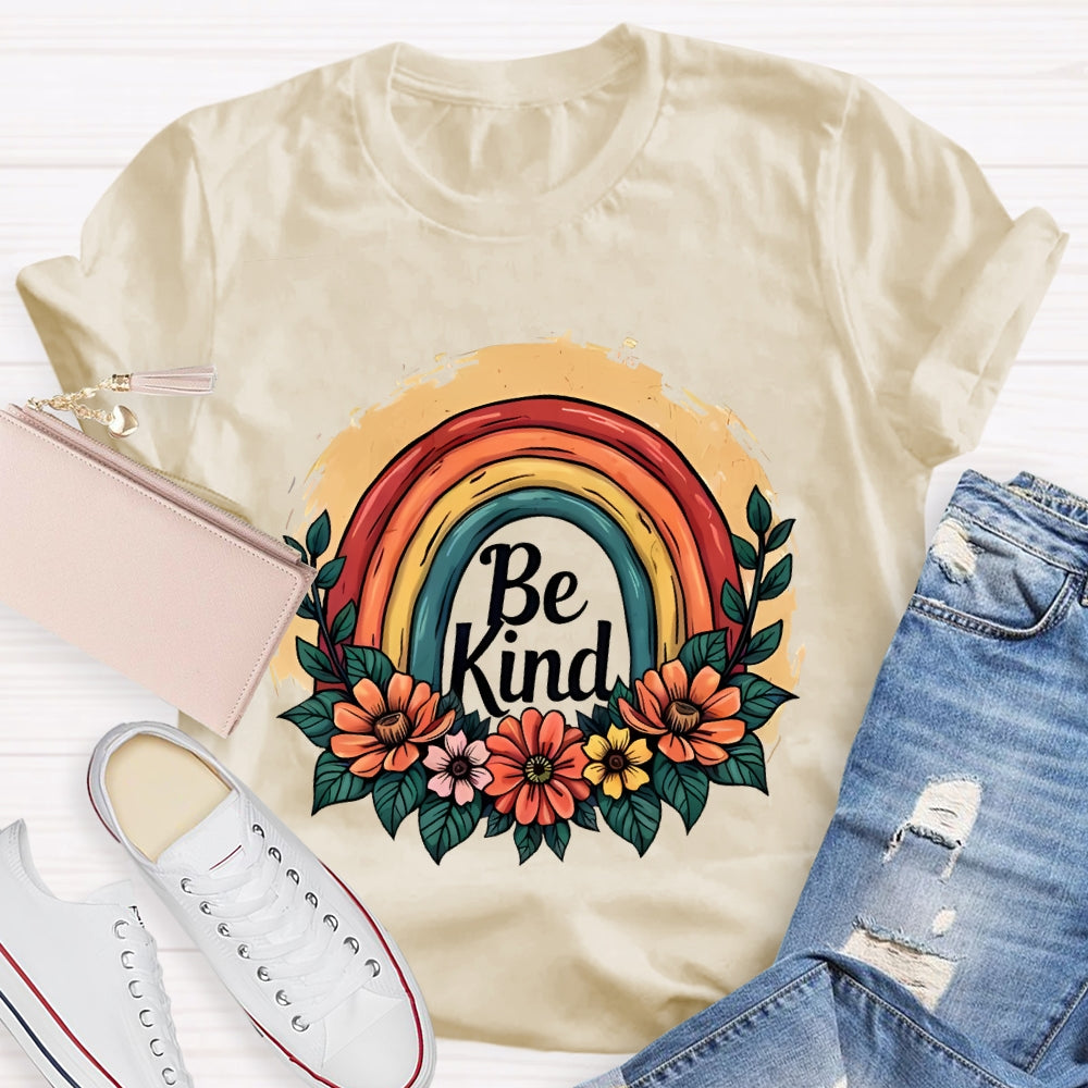 Be Kind Flower Rainbow T-shirt