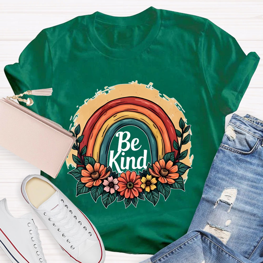 Be Kind Flower Rainbow T-shirt