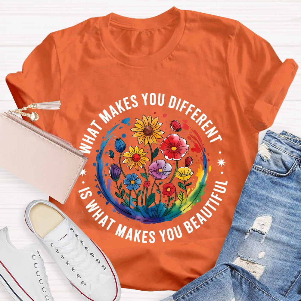 What Makes You Different Is What Makes You Beautiful Autism Awareness T-shirt