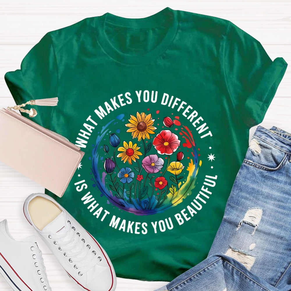 What Makes You Different Is What Makes You Beautiful Autism Awareness T-shirt