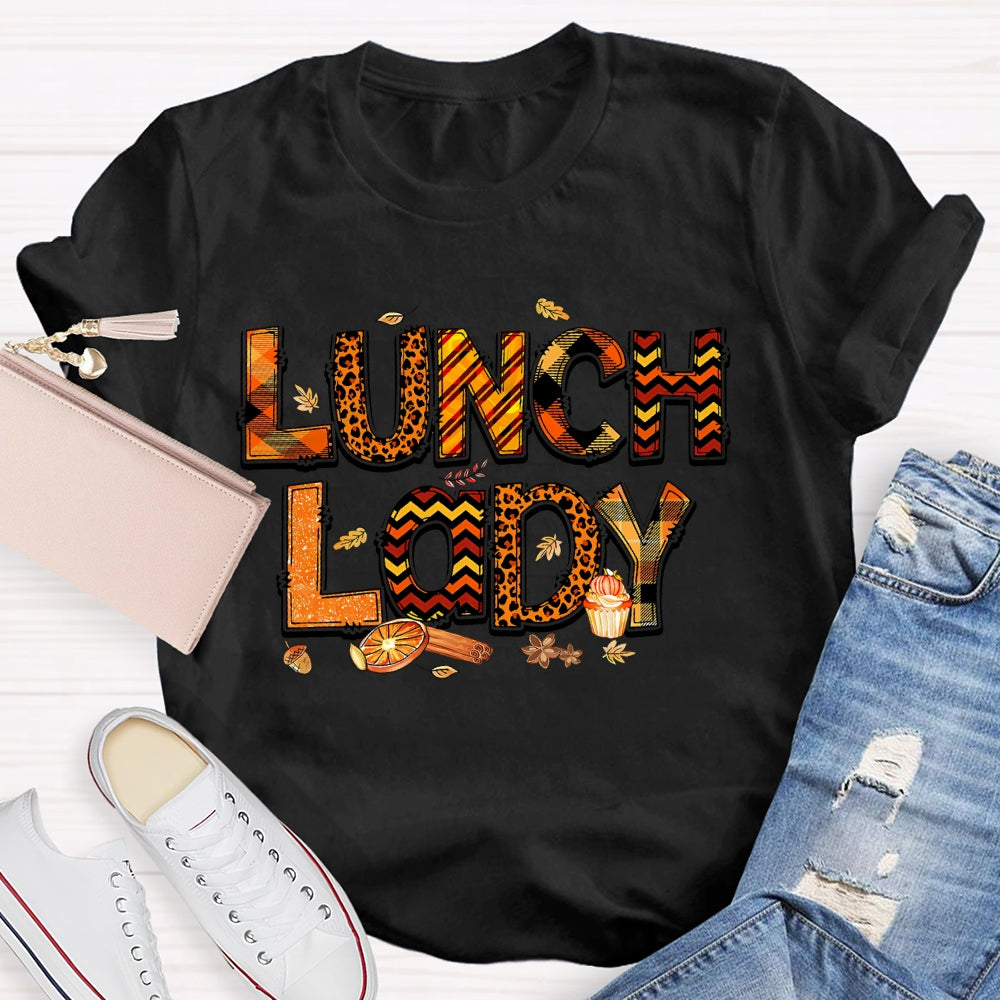 Lunch Lady Leopard Print Letters Autumn T-shirt