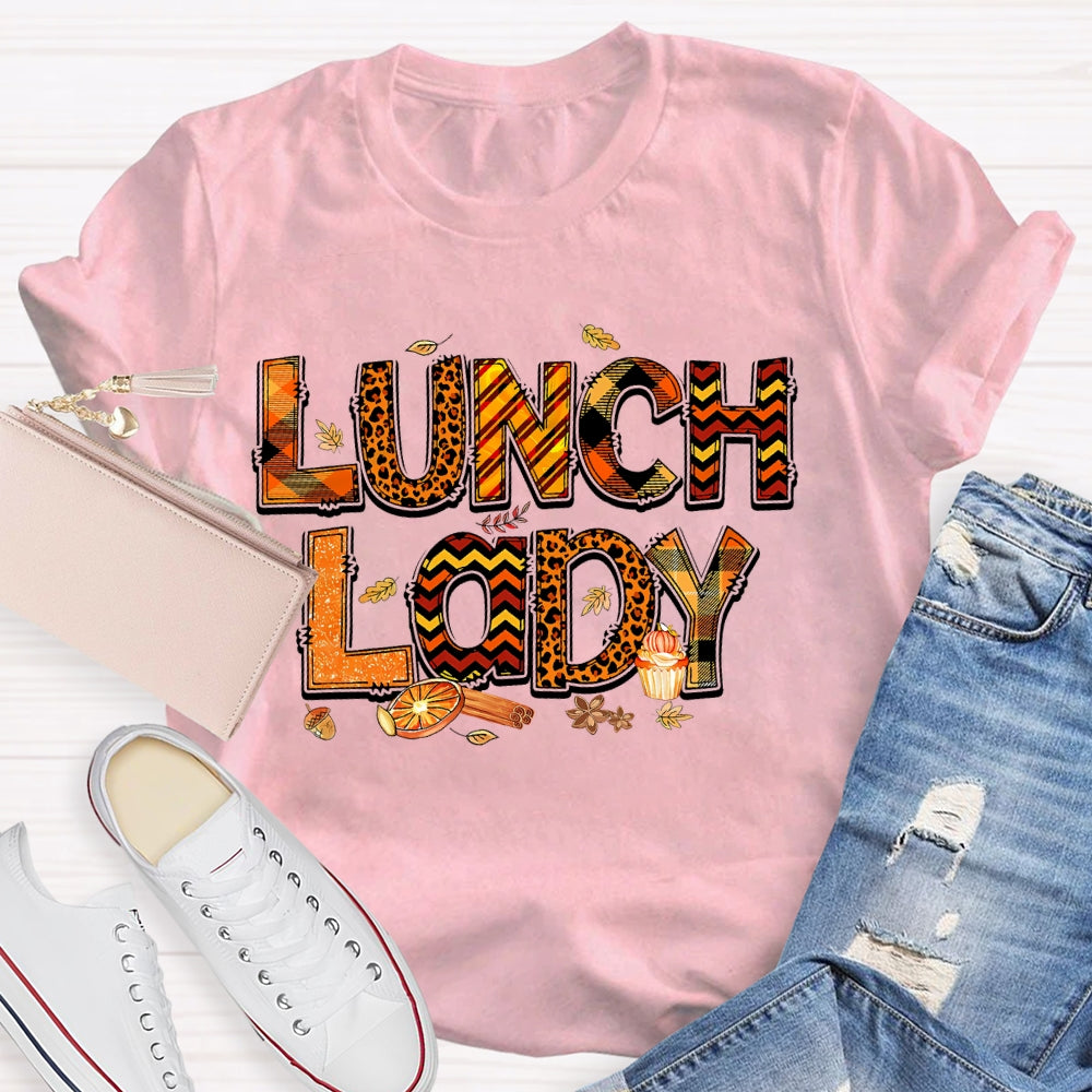 Lunch Lady Leopard Print Letters Autumn T-shirt