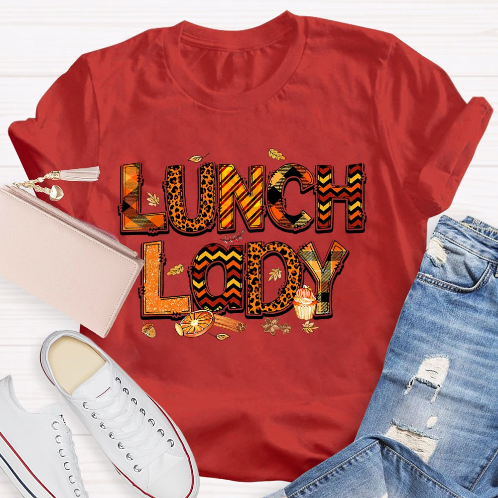 Lunch Lady Leopard Print Letters Autumn T-shirt