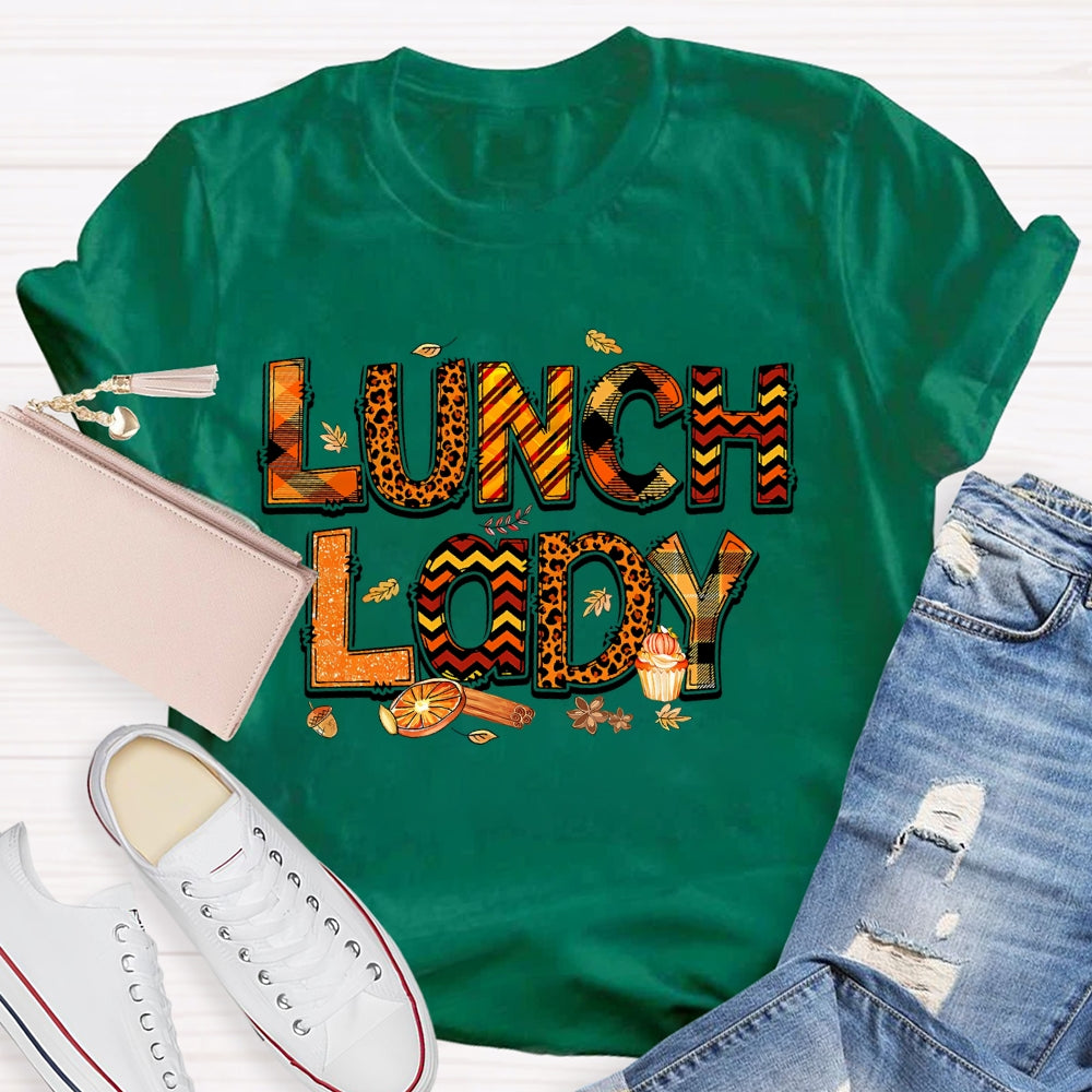 Lunch Lady Leopard Print Letters Autumn T-shirt