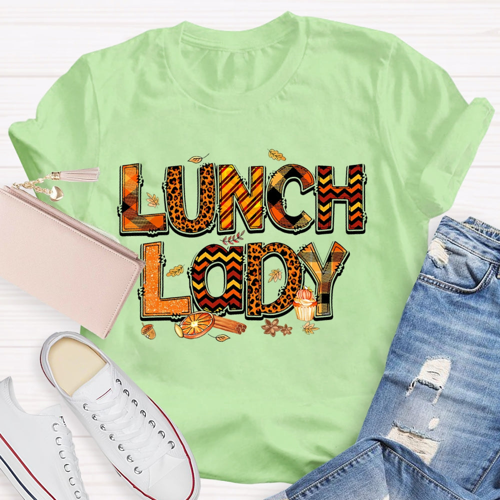 Lunch Lady Leopard Print Letters Autumn T-shirt