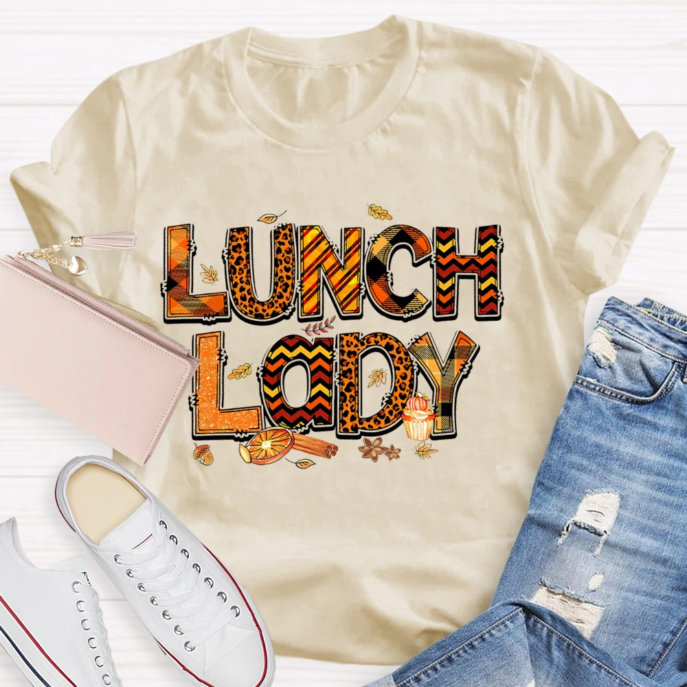 Lunch Lady Leopard Print Letters Autumn T-shirt
